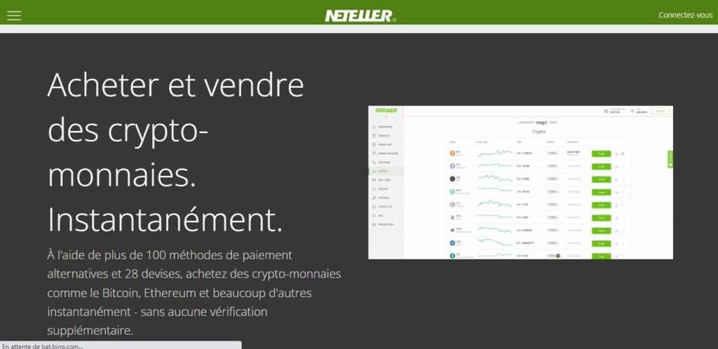 Ac heter et vendre des cryptomonnaies sur Neteller