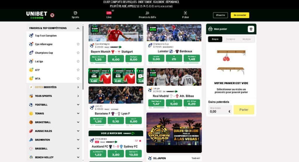 accueil unibet