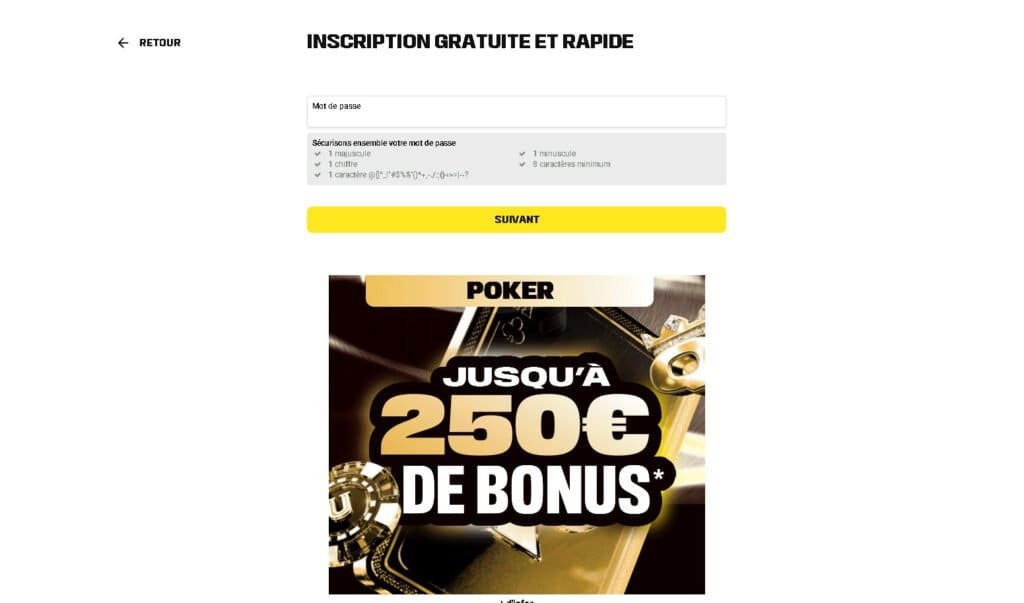 inscription unibet mot de passe