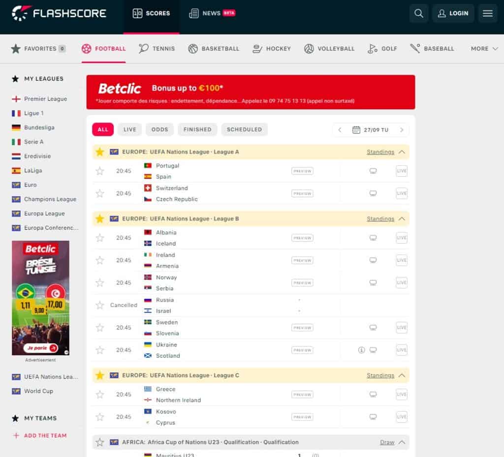 Livescore Flashscore