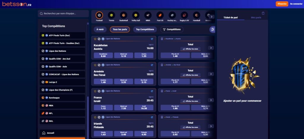Plateforme de paris Betsson.fr