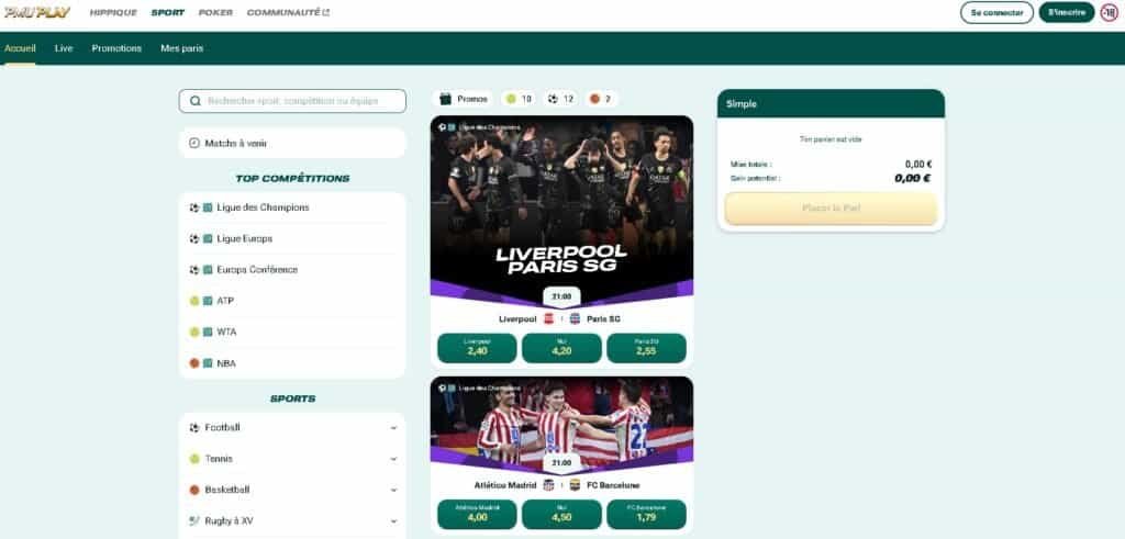 PMU Play accueil Sports